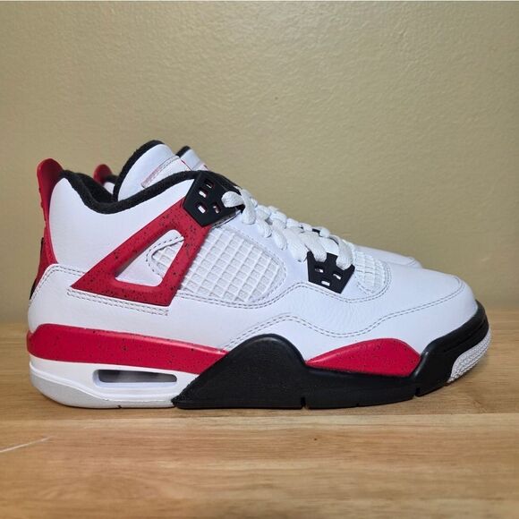 Nike Air Jordan 4 Retro Red Cement White 408452-161 GS Youth Size 4Y Women's 5.5 - Picture 1 of 7